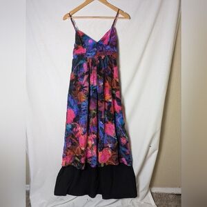Amanda Uprichard Colorful Abstract Floral Maxi Tank Silk Dress Size Small FLAWED